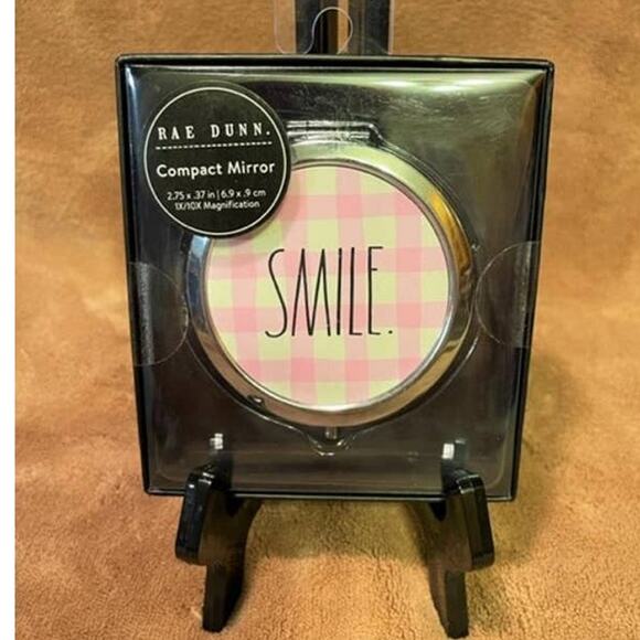 Rae Dunn Beauty Essentials, 'SMILE.' Compact Mirror-NIP - Picture 1 of 2